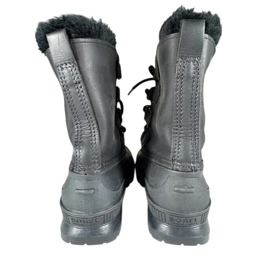 Sorel Badger Women's Black Leather Waterproof Winter Snow Boots Fur Lined - 7‎